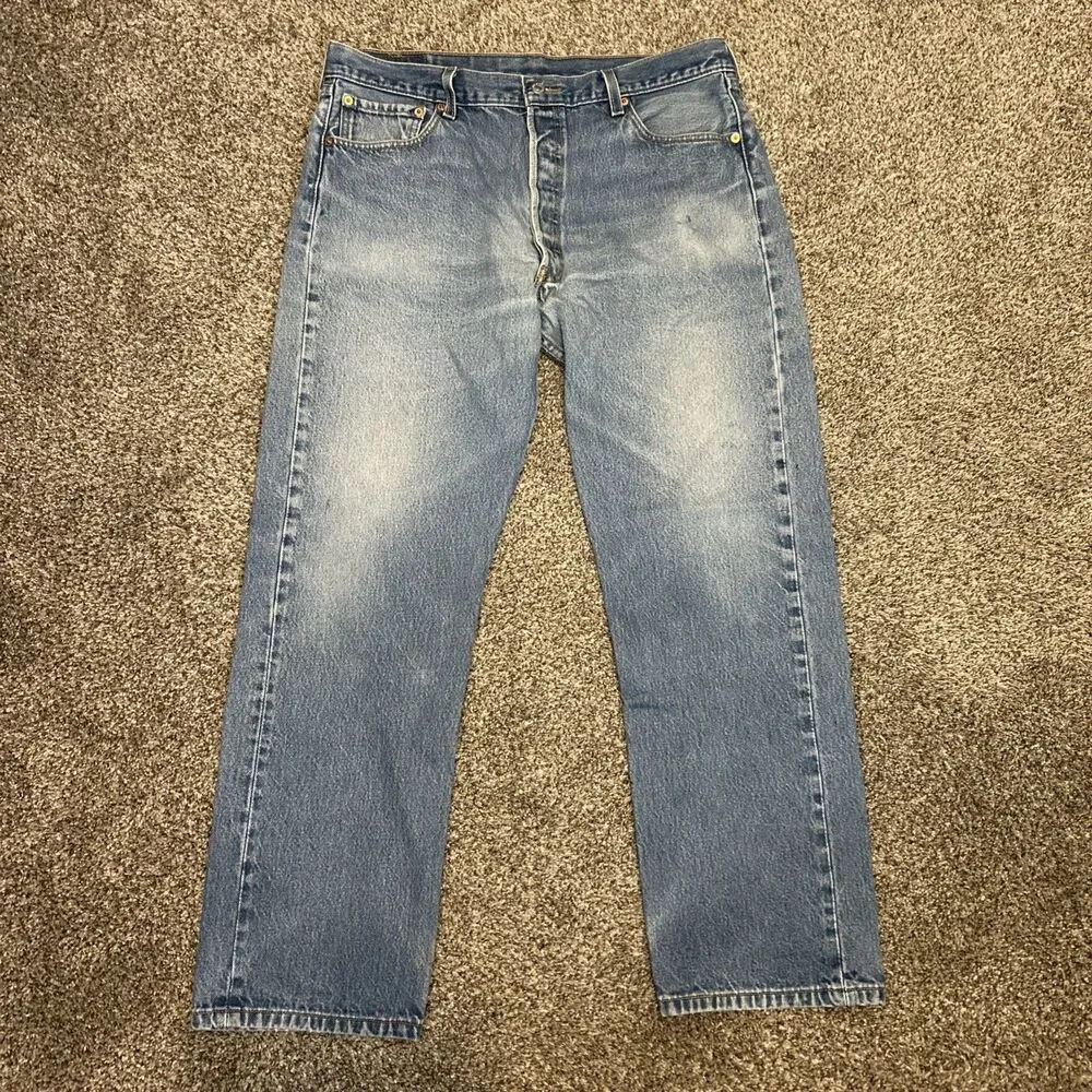 Vintage Y2k Levi's 501XX Button Fly Jeans 38x33 Light Wash Denim Baggy